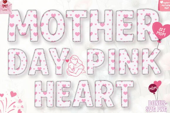 Mother Day Pink Heart Font: Design & Applications