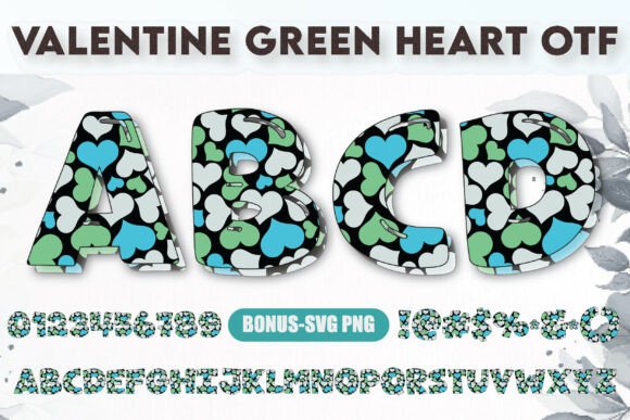 Valentine Green Heart: A Fresh Typographic Design Asset